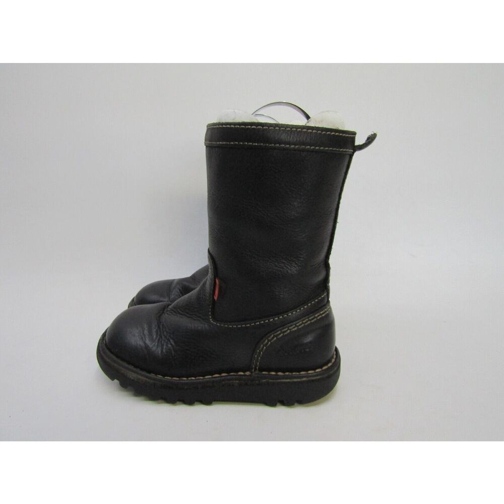 Kickers Youth Size 26 EUR Black Leather Zip Mid Calf Boots